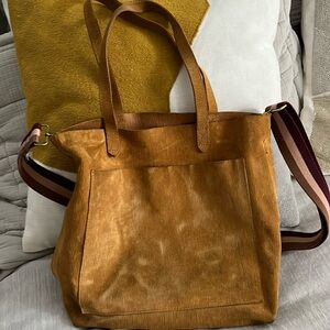 Madewell tote with original strap and extra camera strap. Corduroy material